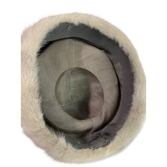 Size 6 5/8 1950s Gray Fur Hat Vintage Wear Pillbox Box Strawbridge & Clothier main image 5